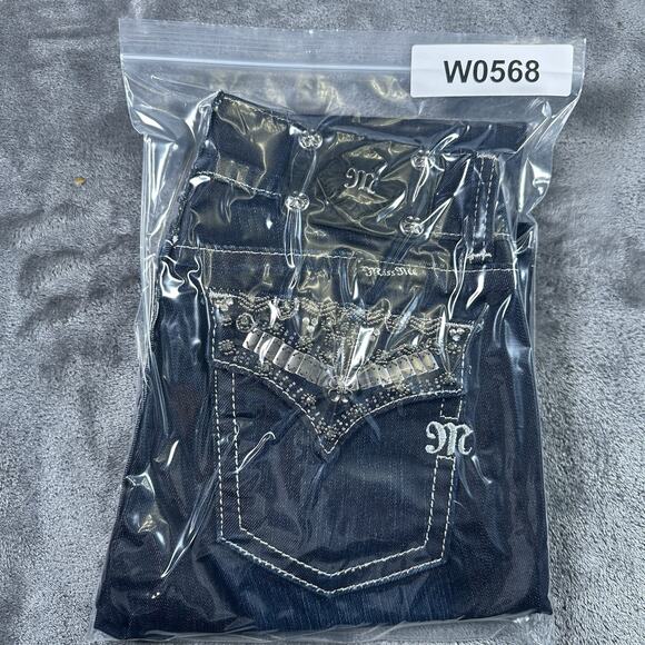Miss Me Jeans Women’s 27 Blue Skinny JP46565 Sequence Embroidered Flap Pockets - Picture 13 of 13